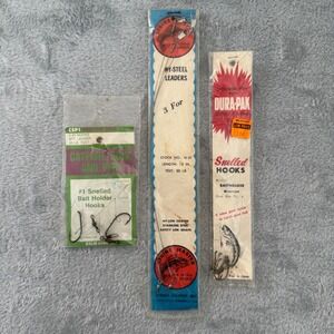 Vintage Fishing Hook Lot Snelled Leaders Strike Master Durapak Kalin NOS